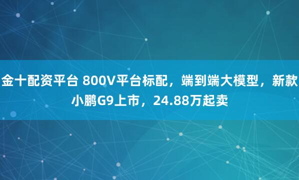 金十配资平台 800V平台标配，端到端大模型，新款小鹏G9上市，24.88万起卖